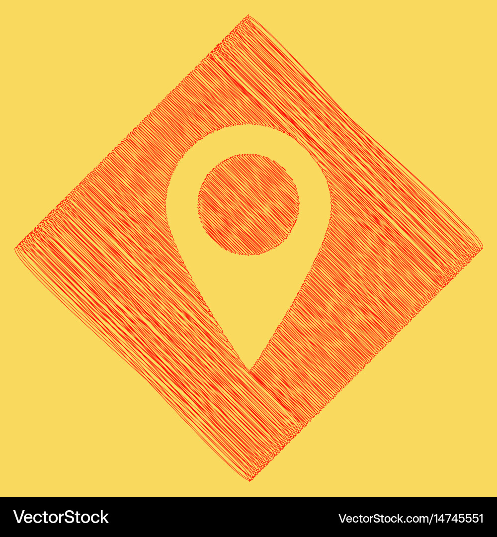 Mark pointer sign red scribble icon Vector Image