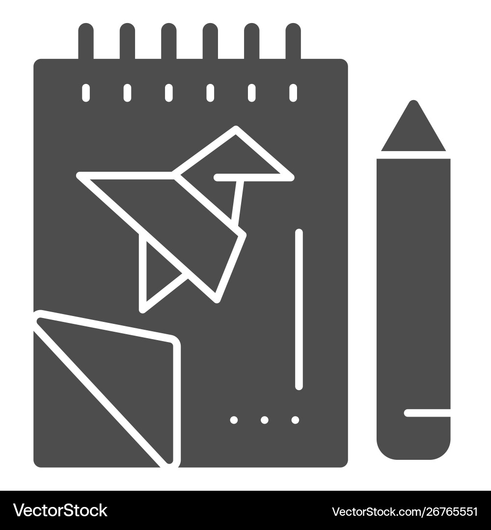 Notebook with project and pencil solid icon Vector Image