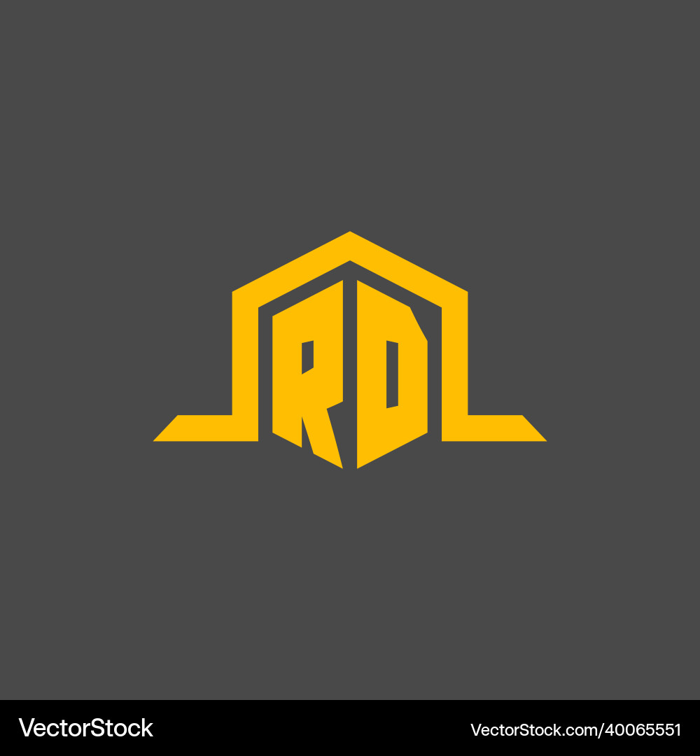 Rd monogram initial logo with hexagon style design Rd monogram initial logo with hexagon style design Vector Image