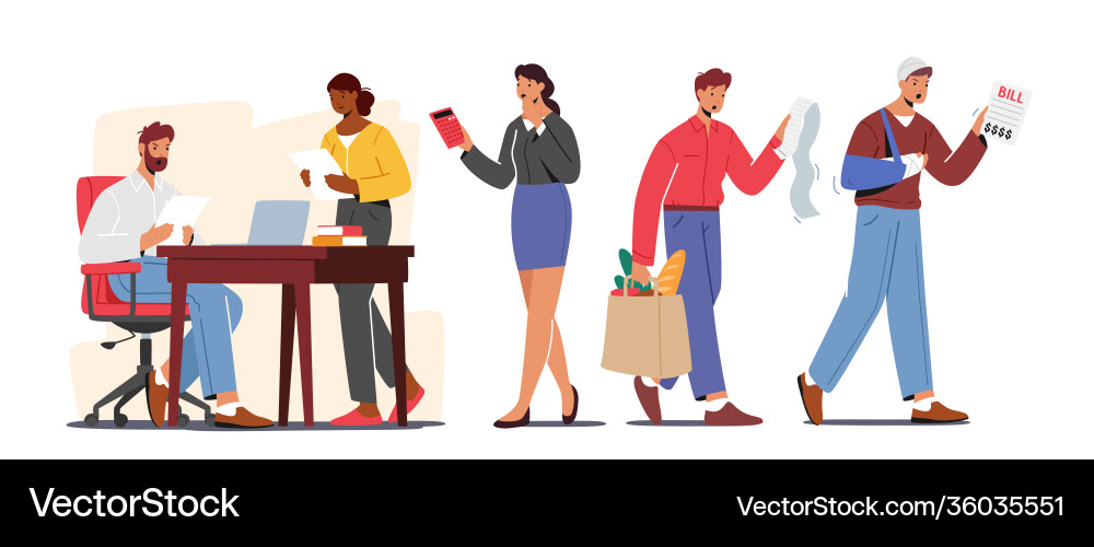 Set characters shocked with high price concept Set characters shocked with high price concept Vector Image