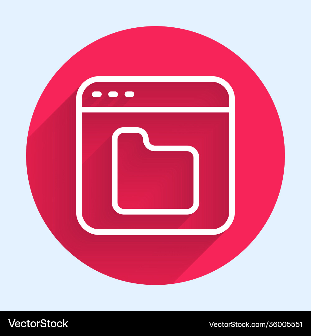 White line browser files icon isolated with long Vector Image