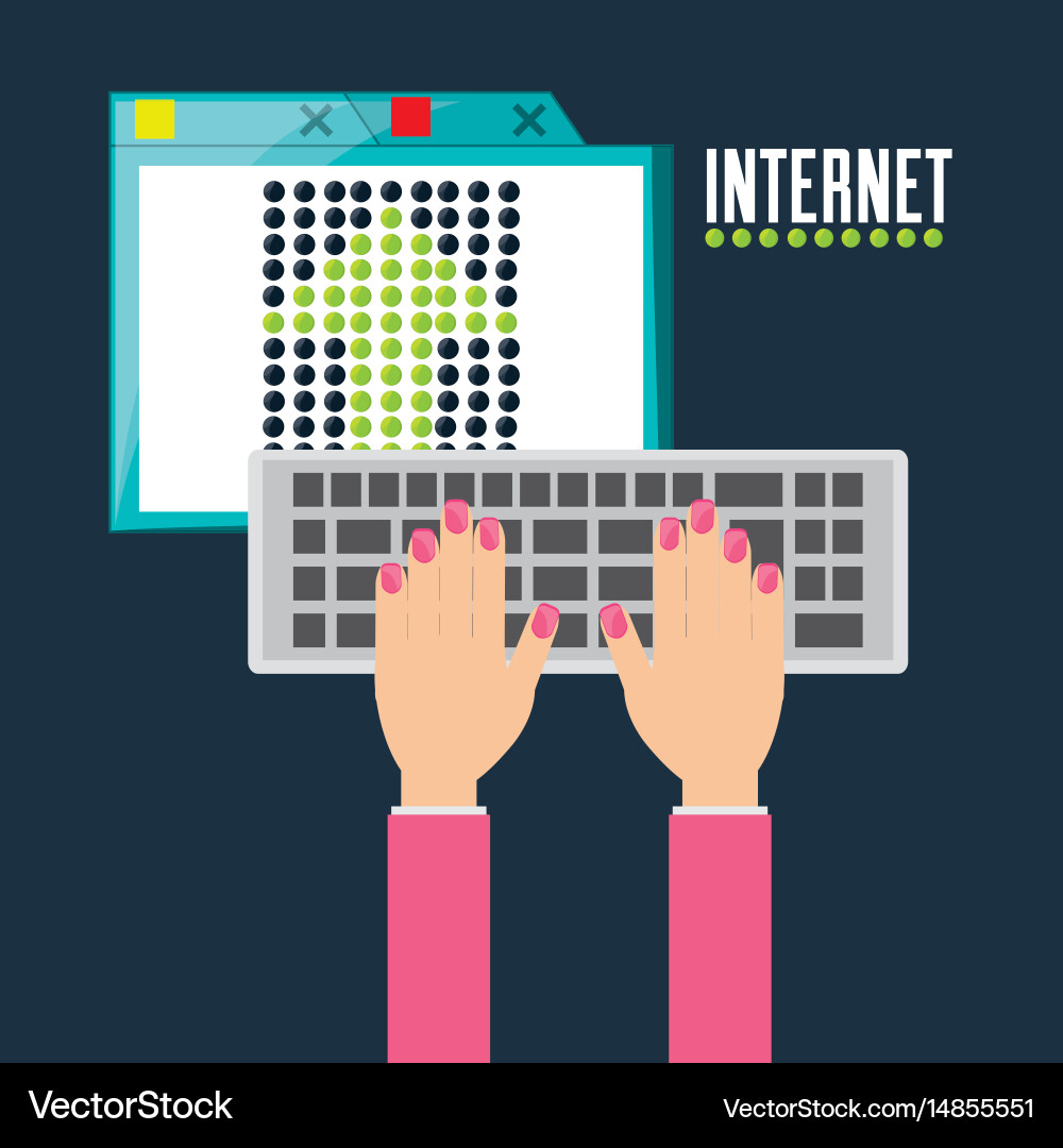 Woman typing in the keyboard and using Vector Image