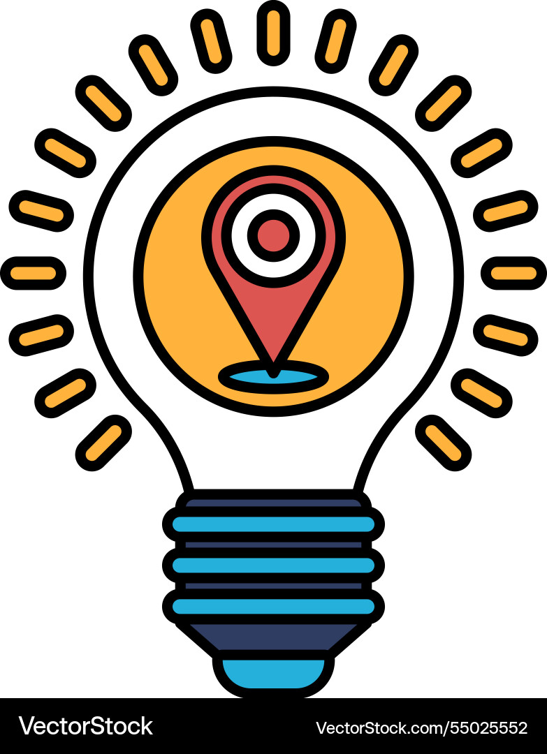 A light bulb with dot in the middle and map A light bulb with dot in the middle and map vector image
