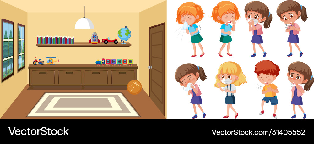 Background scene classroom and set sick Background scene classroom and set sick vector image
