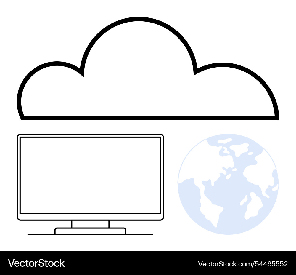 Cloud computing technology with computer screen Cloud computing technology with computer screen vector image