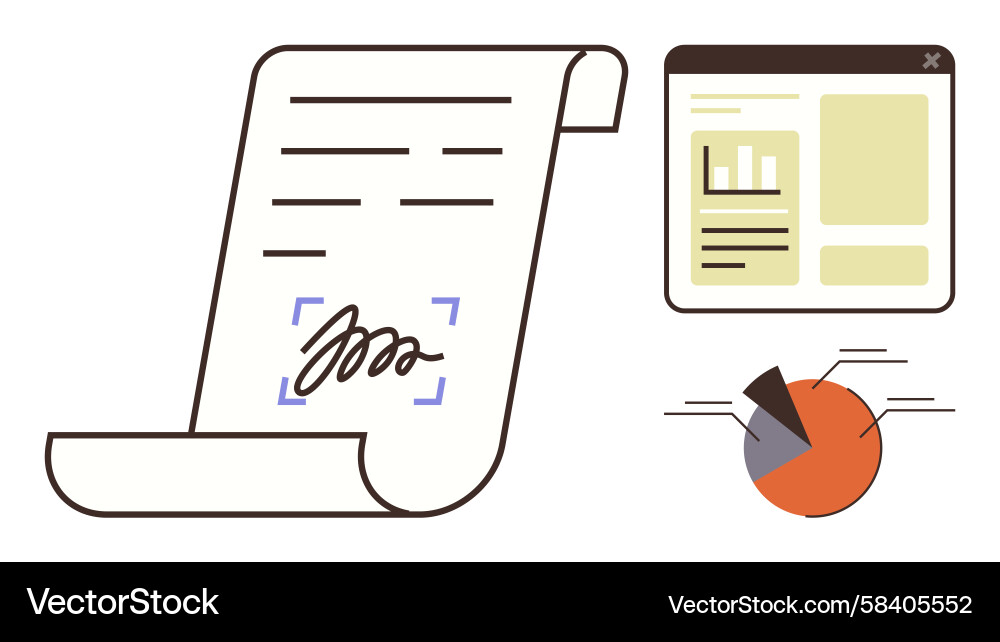 Digital Contract & Data Analysis Vector Image