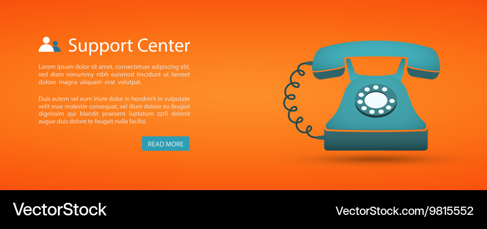 Flat style web banner support center Vector Image