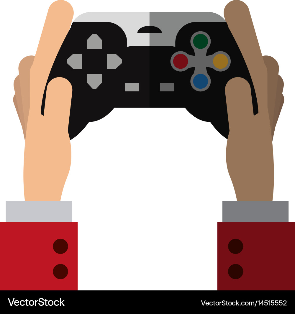 Hands holding video game controller icon image Vector Image