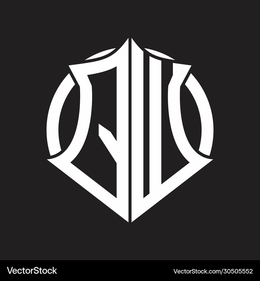 Qw logo monogram with emblem and circle rounded Vector Image
