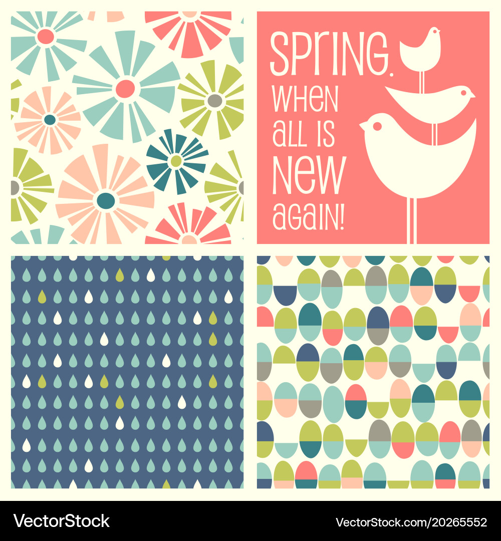 Retro Spring Patterns & Elements vector image