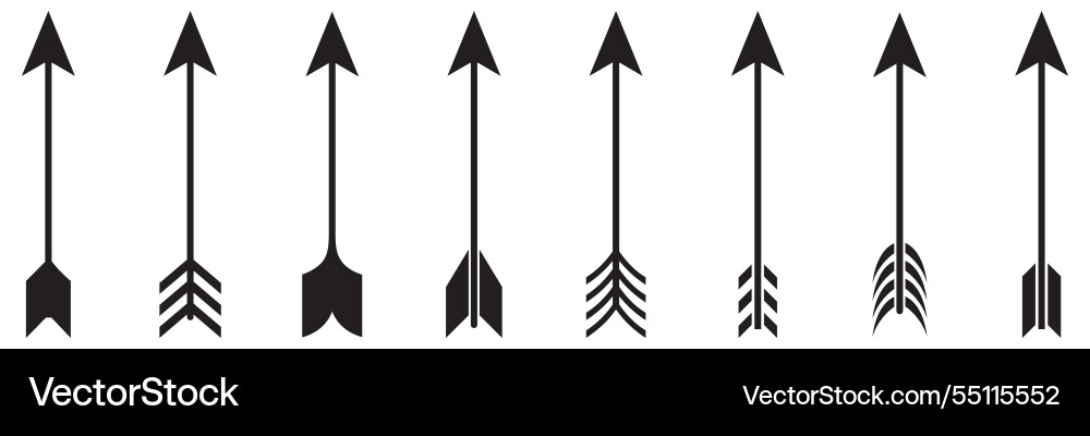 Schwarze Pfeilsymbole Set Bogen Symbol isoliert Schwarze Pfeilsymbole Set Bogen Symbol isoliert Vektorbild