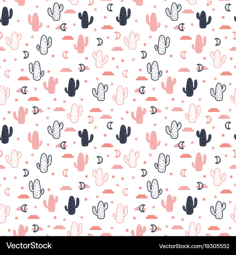 Seamless pattern with succulent cactus Vector Image