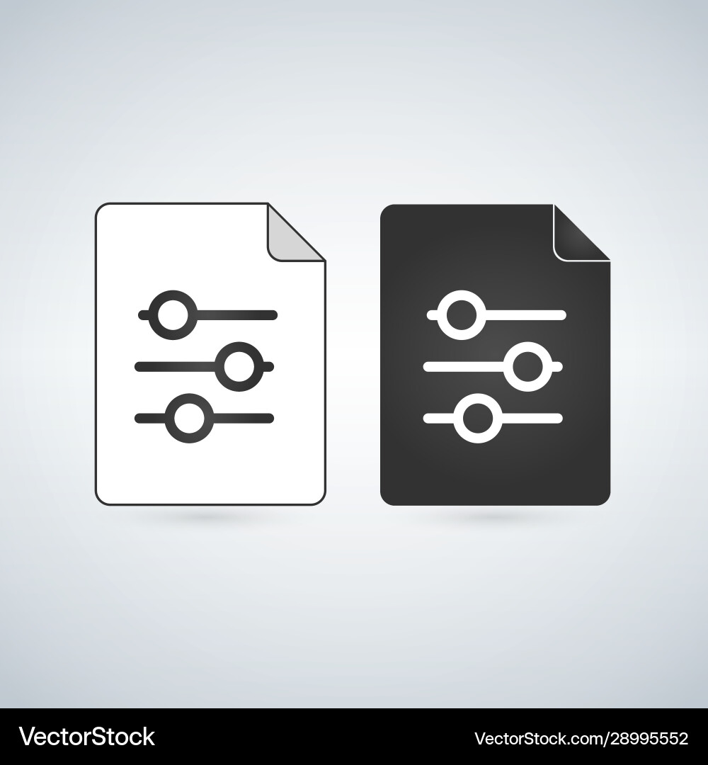 Settings document file icon with setting sliders Settings document file icon with setting sliders Vector Image