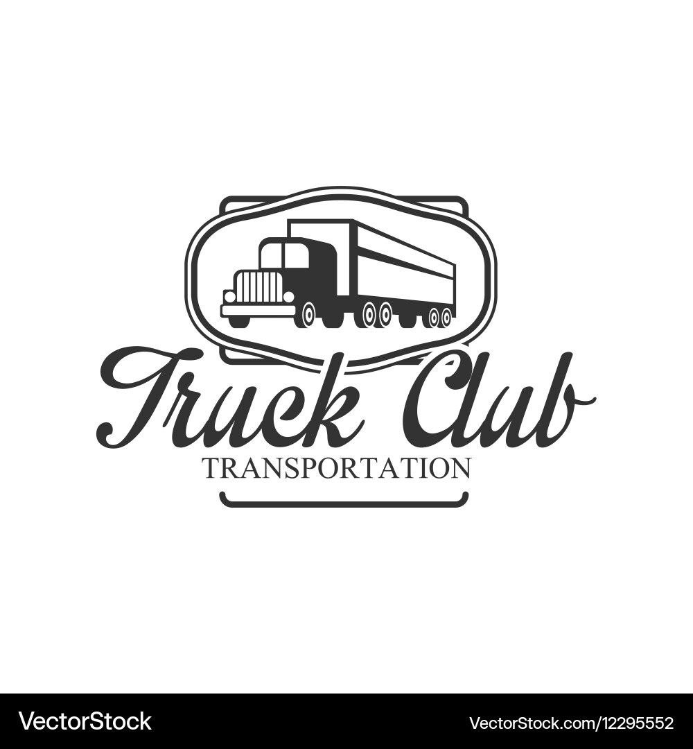 Truck Club Logo - Monochrome Emblem Vector Image