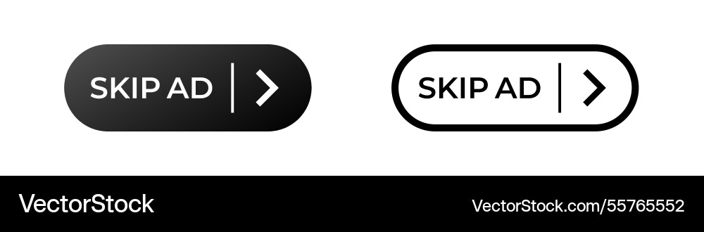 Two skip ad buttons with modern design Vector Image