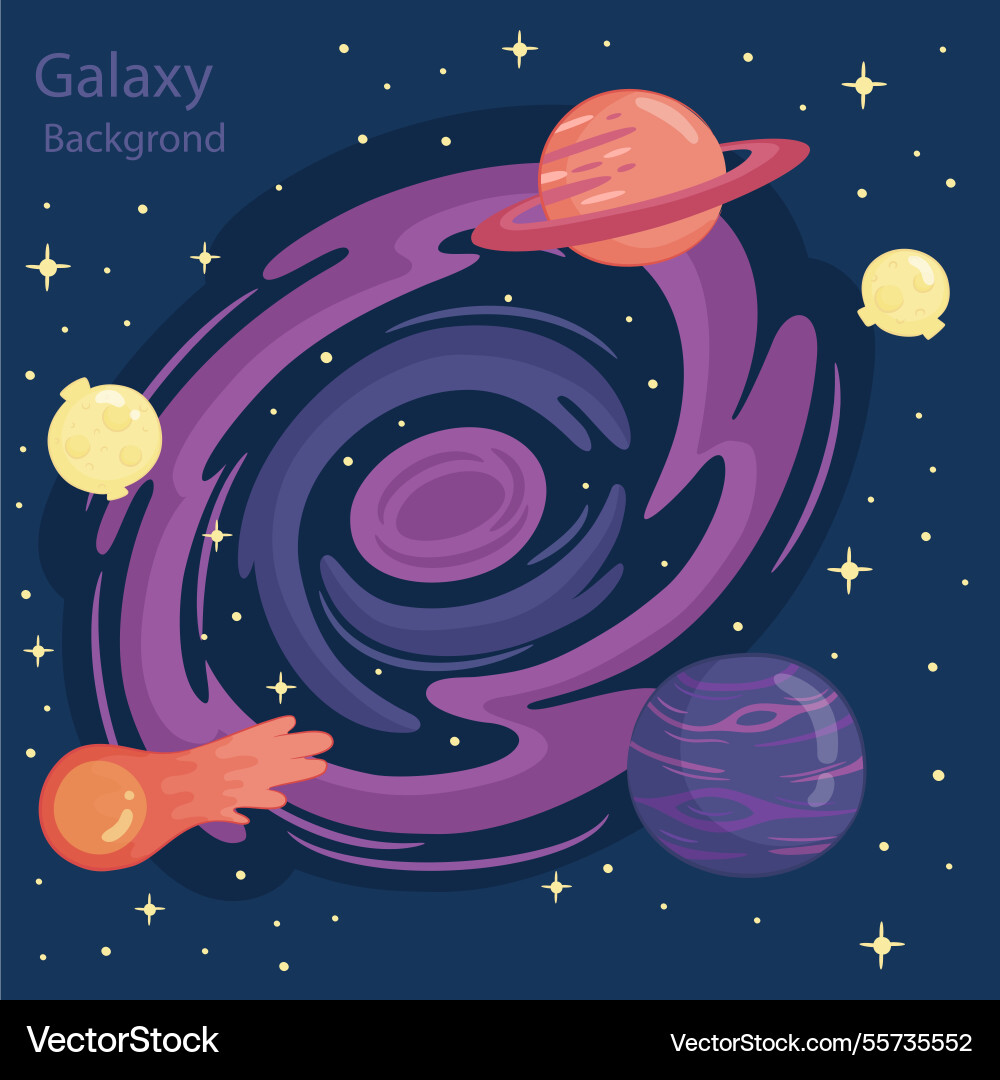 Universe background with planets and meteorite Vector Image
