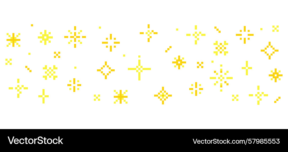 8 bit pixel sparkle border in retro style stars Vector Image