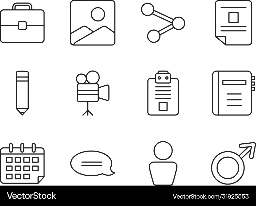 Avatar and web icons set line style Avatar and web icons set line style Vector Image