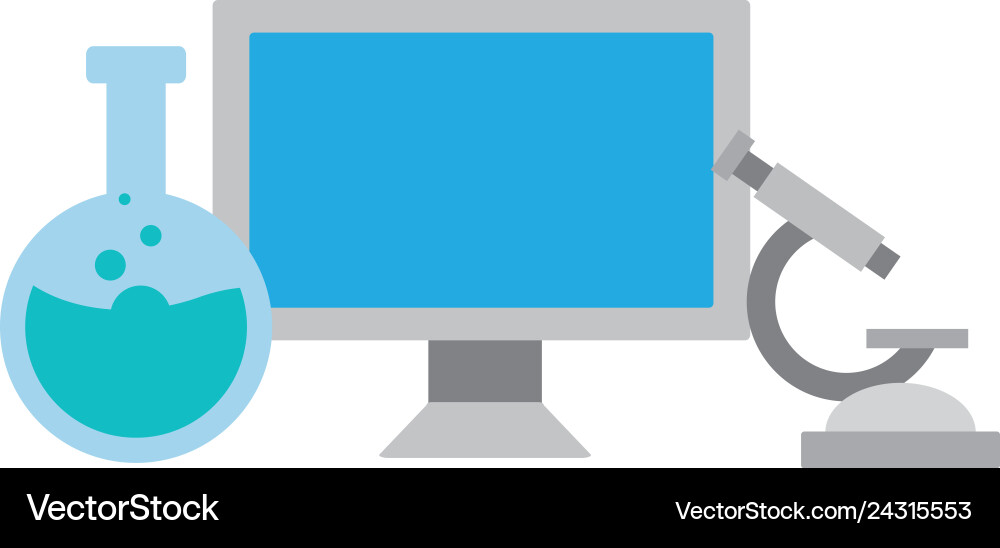 Computer microscope laboratory science Vector Image