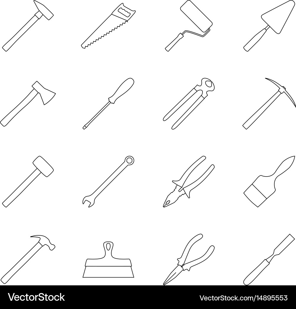 Construction Tool Icons Set Vector Image