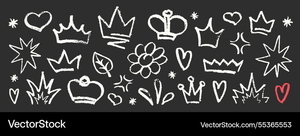 Crayon pencil blackboard squiggles set Crayon pencil blackboard squiggles set vector image