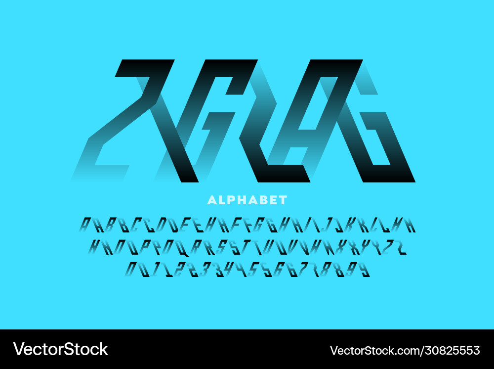 Dynamic Zigzag Font vector image