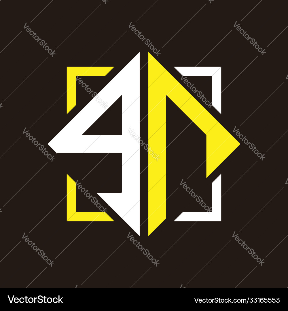 G n initials quadrangle monogram with square Vector Image