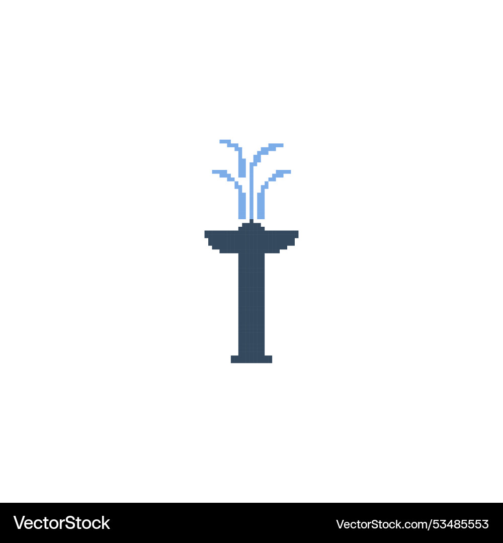 Pixelated water fountain icon simple pixel art Pixelated water fountain icon simple pixel art vector image