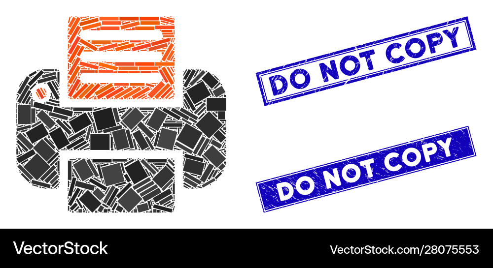 Print mosaic and grunge rectangle do not copy Vector Image