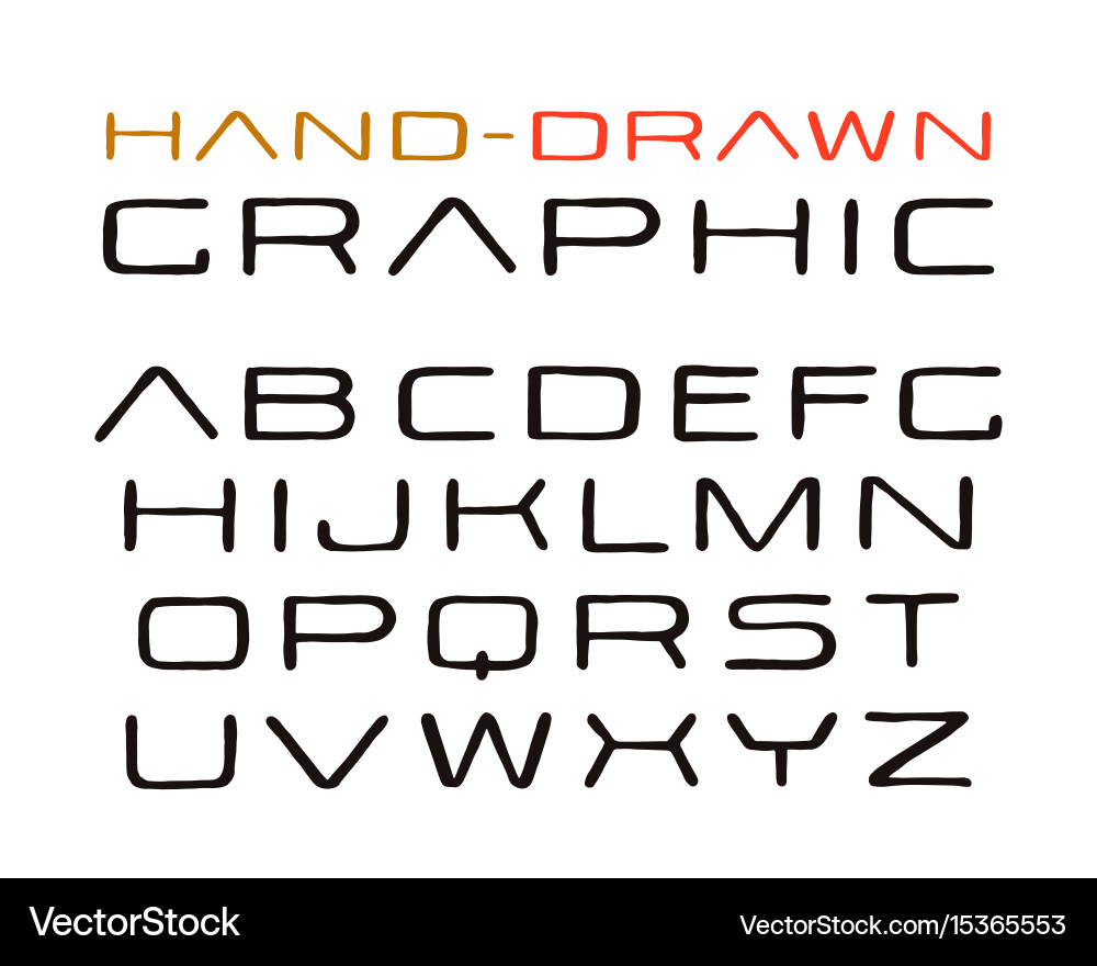 Sanserif font in the style of handmade graphics vector image