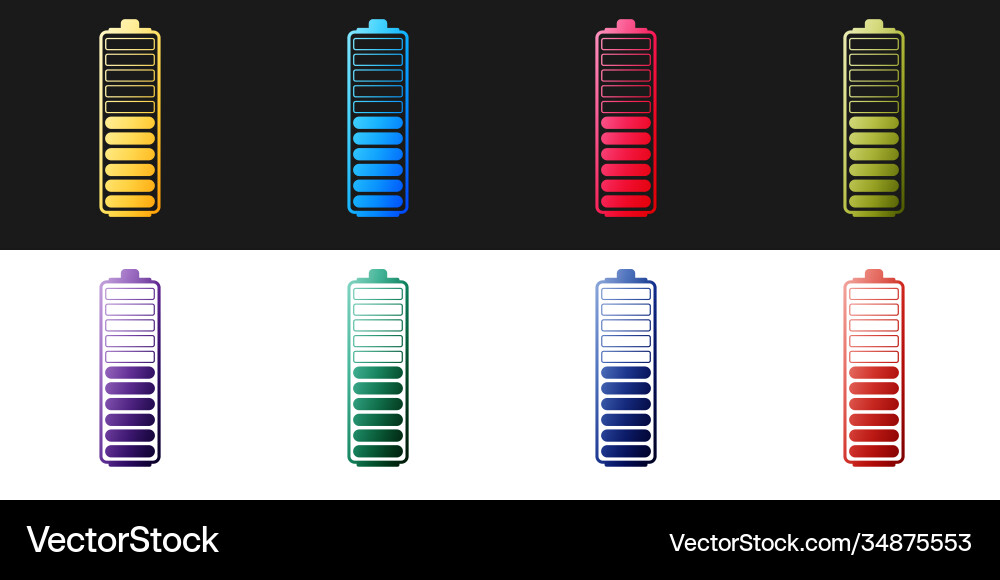 Set battery charge level indicator icon isolated Vector Image