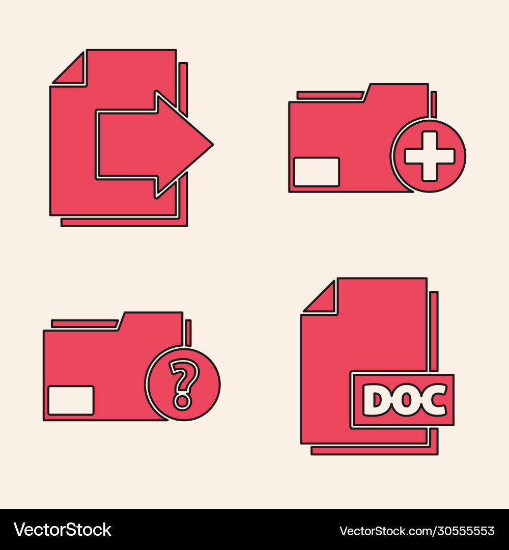 Set doc file document next page arrow add new Set doc file document next page arrow add new Vector Image