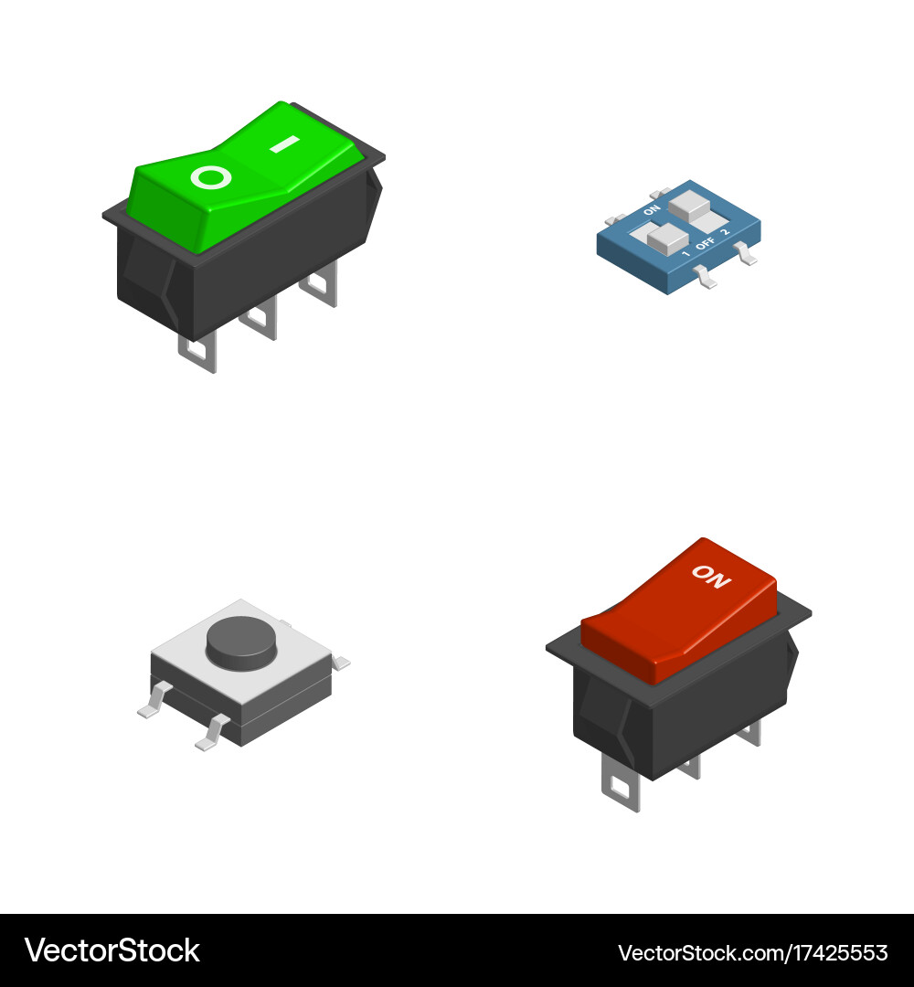 Set of different electrical buttons and switches Vector Image