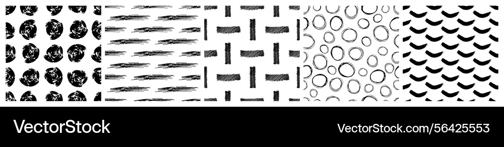 Set of seamless patterns with scribble smears Set of seamless patterns with scribble smears Vector Image