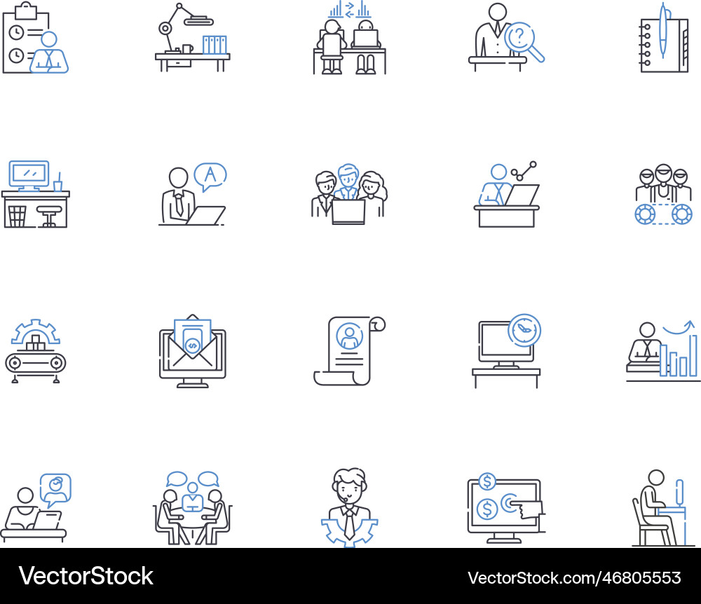 Workspace territory line icons collection Vector Image