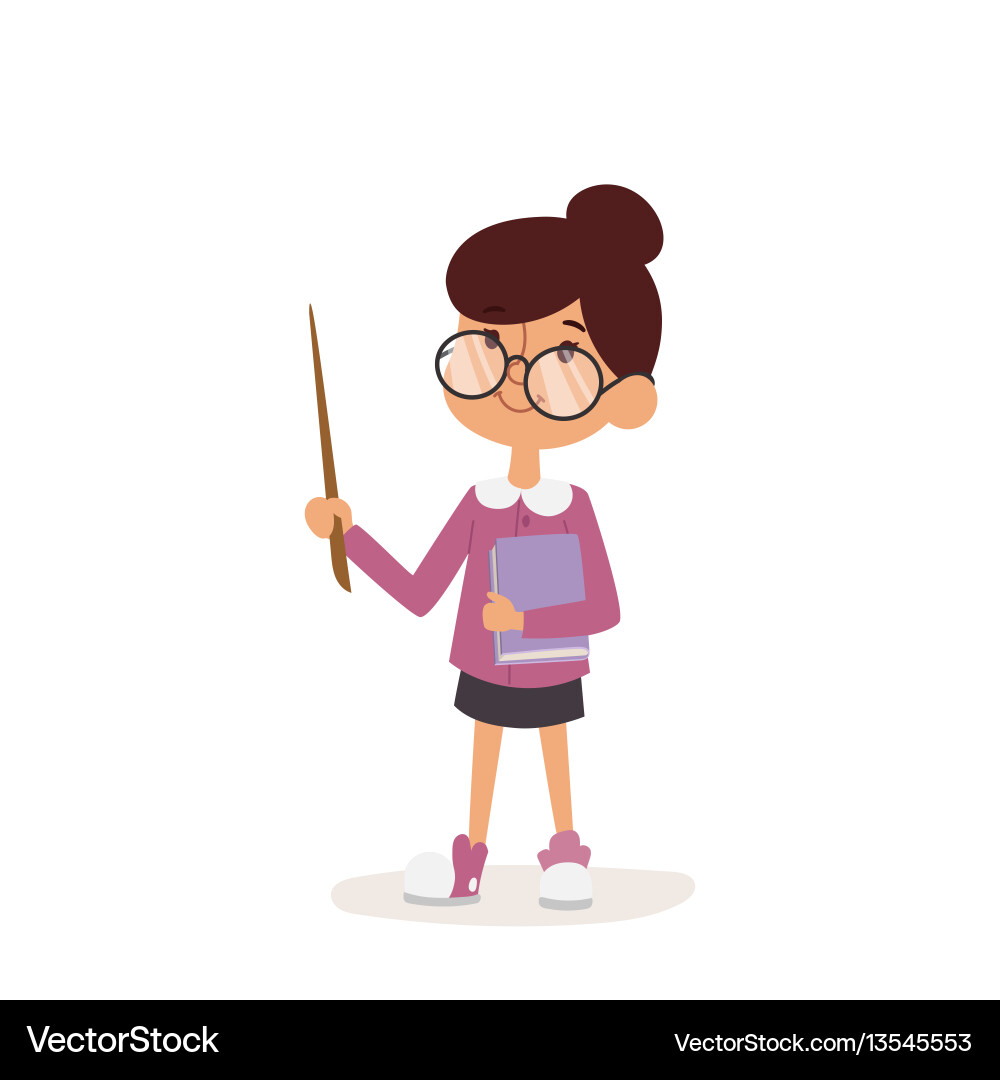 Young kindergarden teacher teaching class cartoon Vector Image