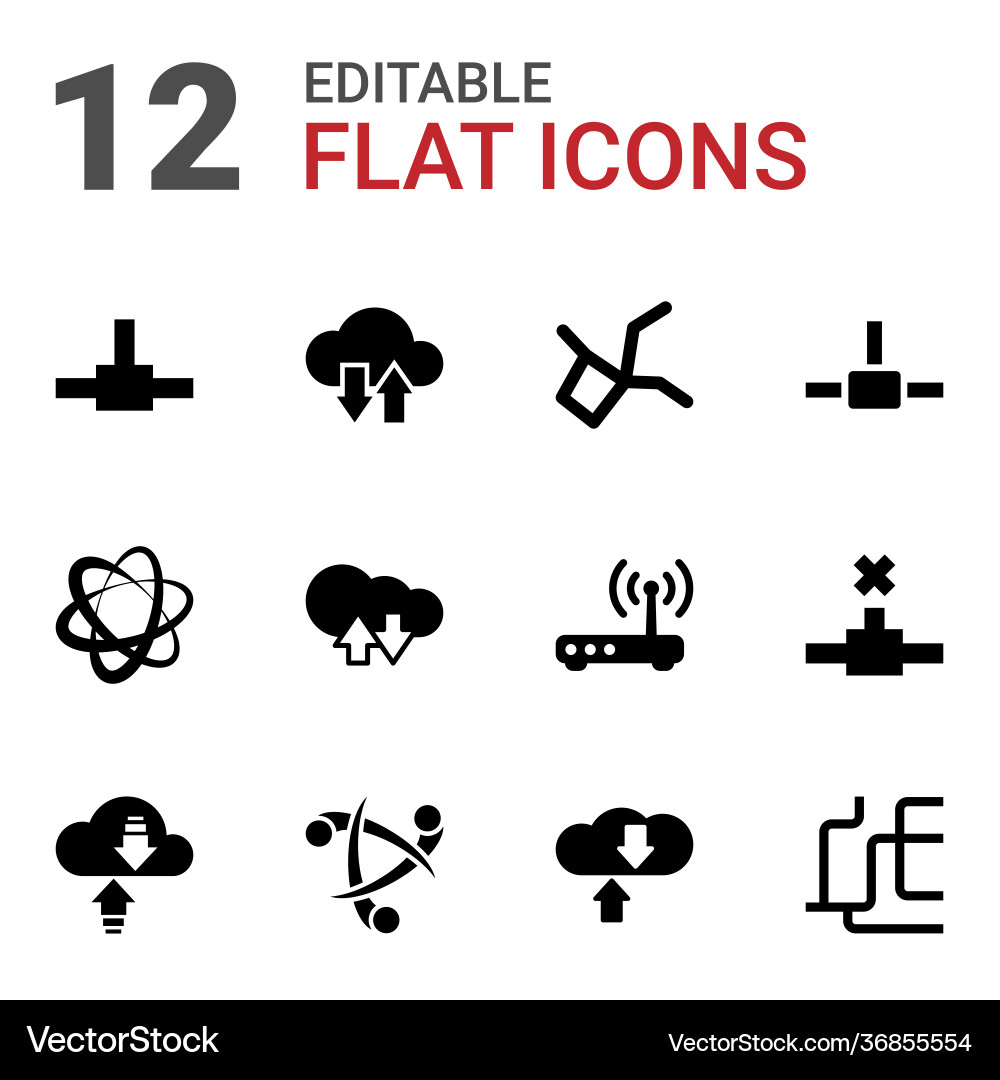 12 networking icons Vector Image