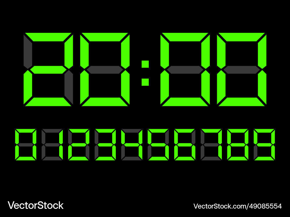 Digital clock number set eps Digital clock number set eps Vector Image