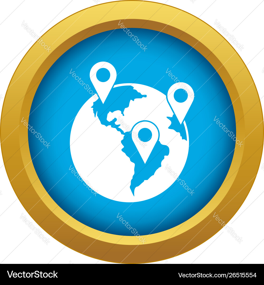 Globe and map pointers icon blue isolated Globe and map pointers icon blue isolated vector image