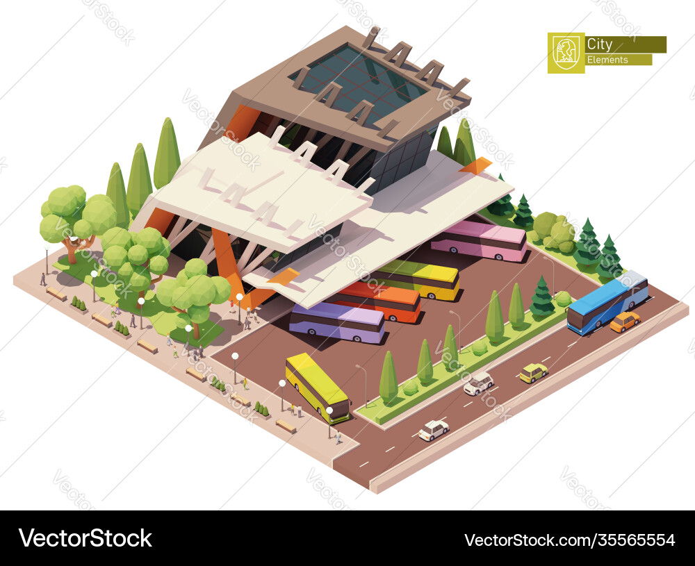 Isometric Bus Station vector image