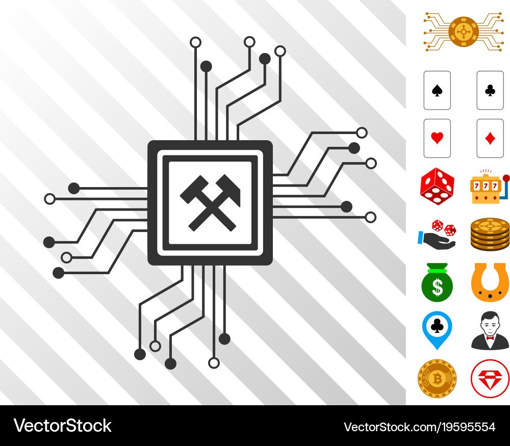 Mining pool circuit icon with bonus Vector Image