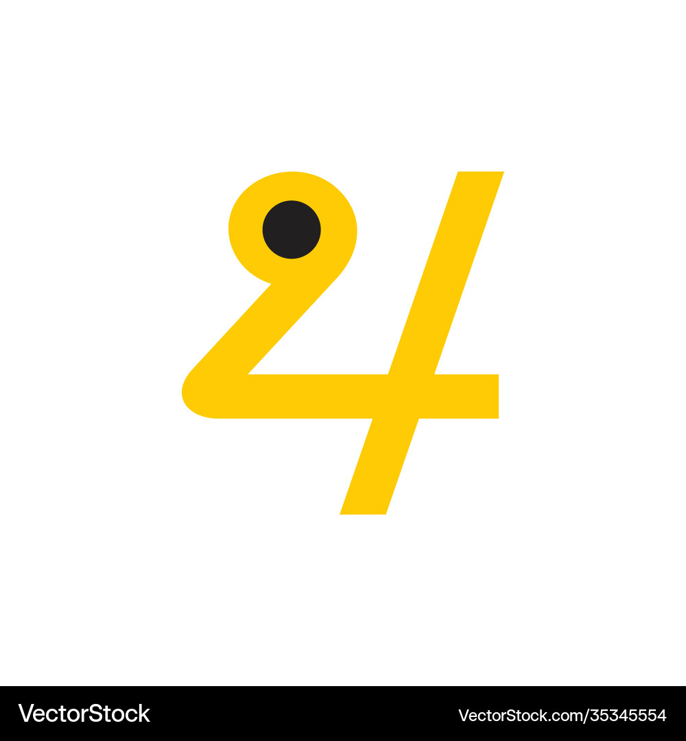 Number 24 simple linked design symbol Number 24 simple linked design symbol Vector Image