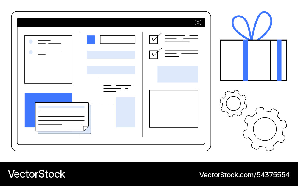 Project management dashboard on tablet with task Vector Image