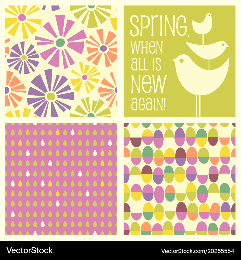 Retro Spring Patterns & Elements vector image