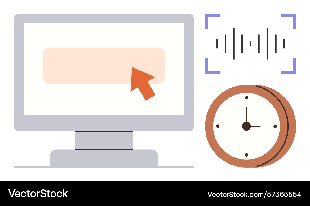 Screen interaction with click cursor soundwave Screen interaction with click cursor soundwave vector image