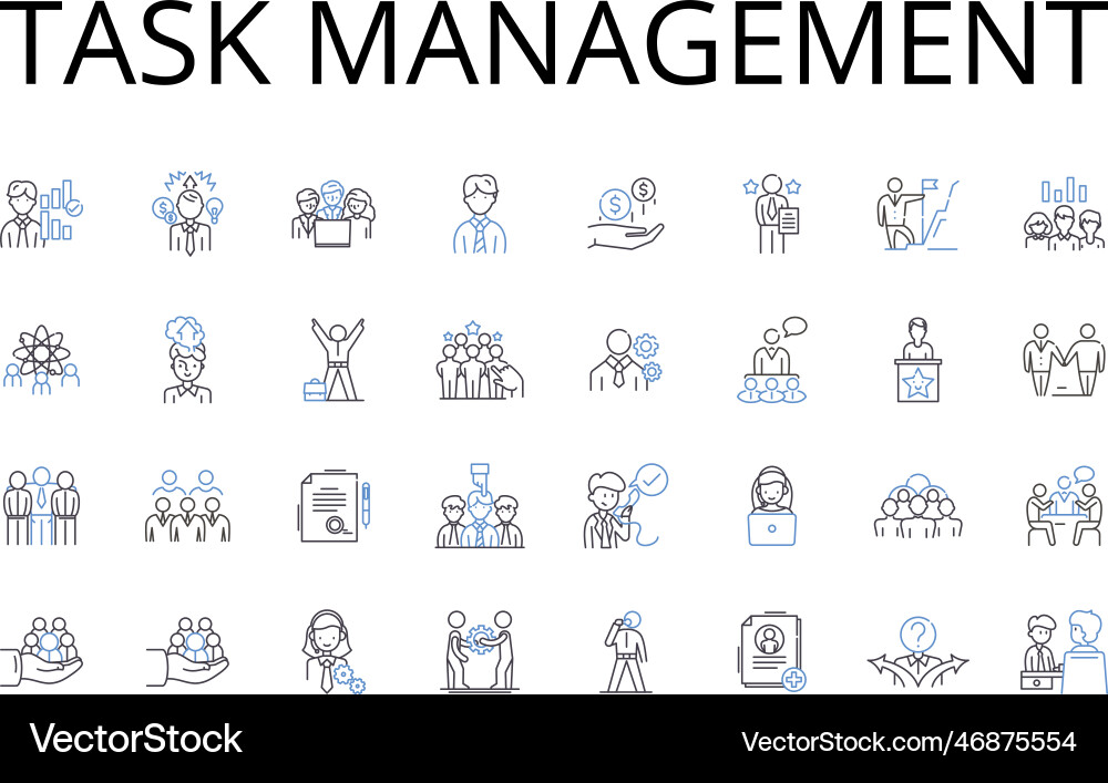 Task management line icons collection time Task management line icons collection time Vector Image