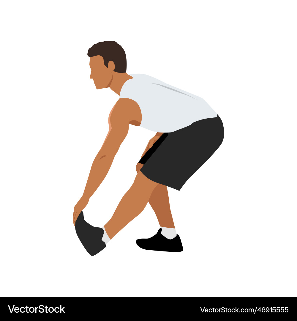 Man doing active hamstring stretch exercise flat Man doing active hamstring stretch exercise flat vector image