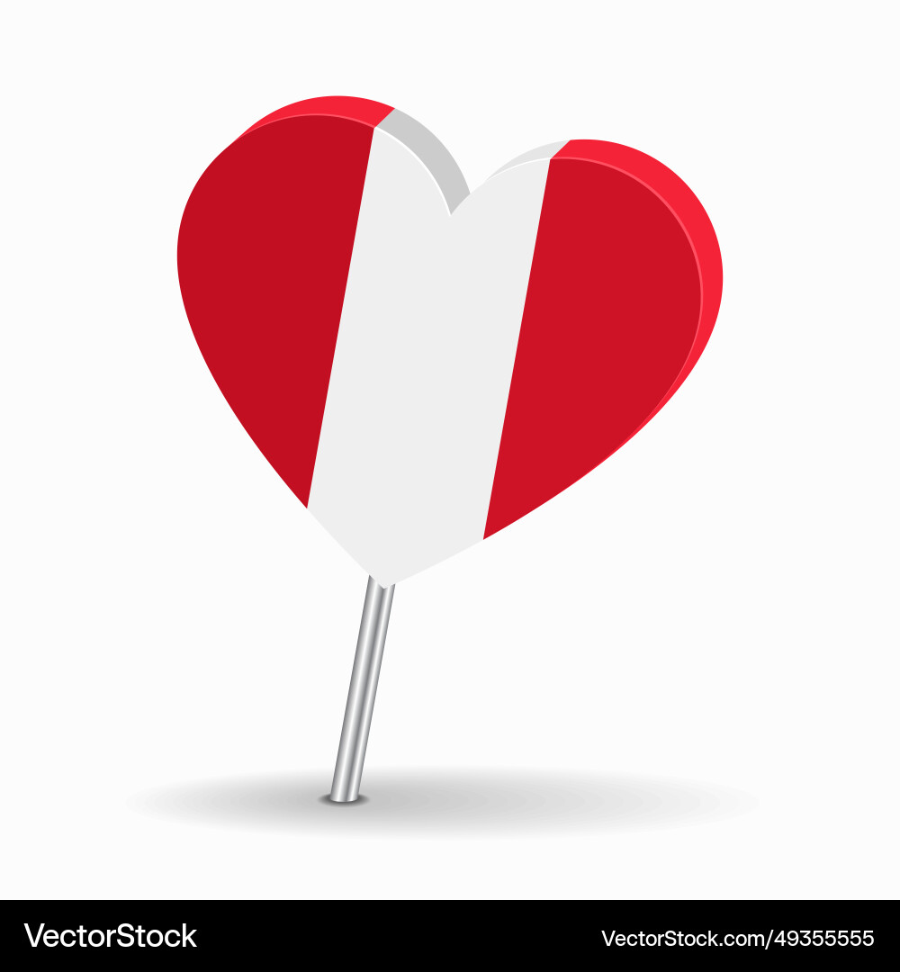 Peruvian flag heart-shaped map pointer layout Peruvian flag heart-shaped map pointer layout vector image