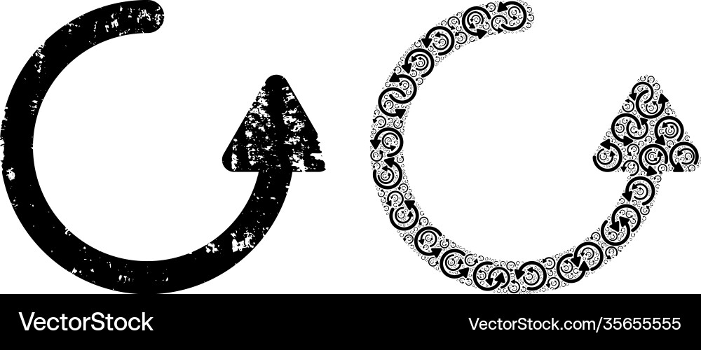 Rotate left arrow icon recursive mosaic and grunge Vector Image