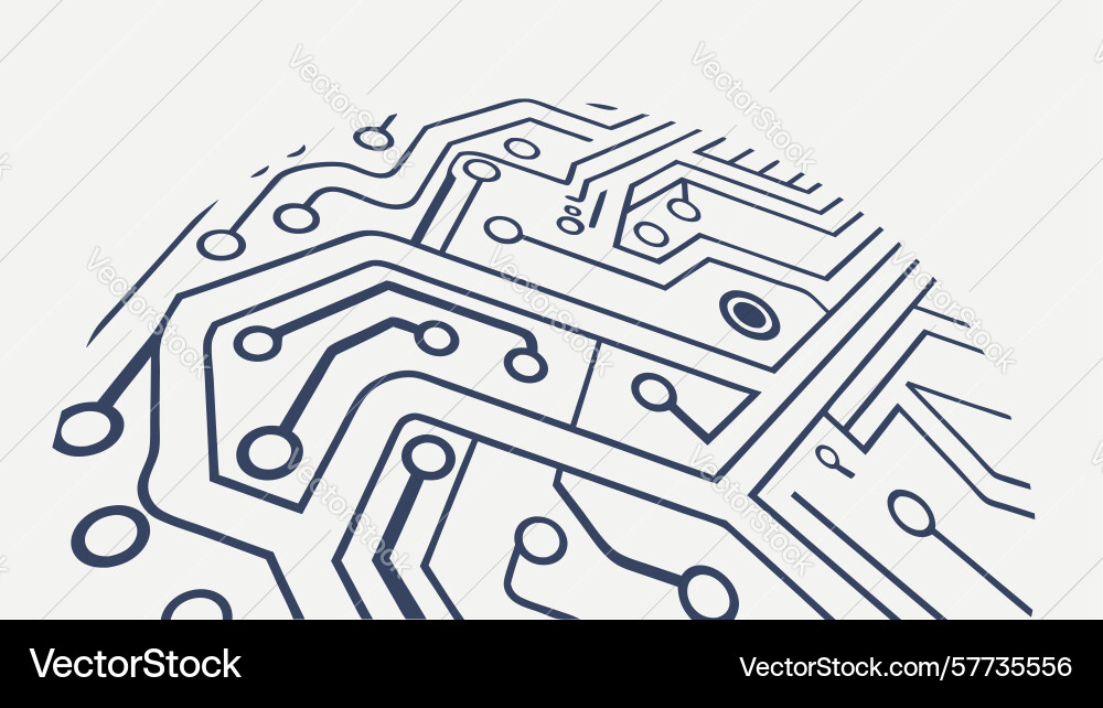 Curved abstract circuit board dynamic tech design vector image
